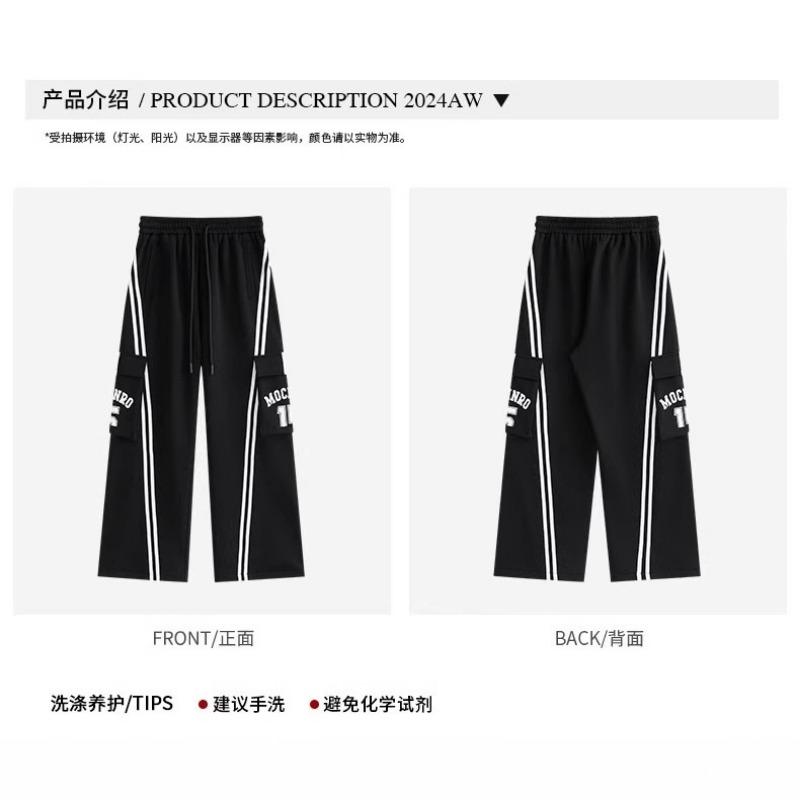 Striped hiphop overalls spring and summer new men's and women's couples clothes straight wide-leg hip-hop pants