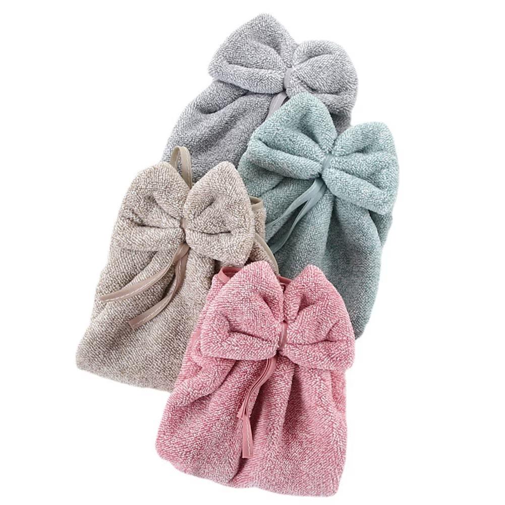 2Pcs Coral Fleece Towels Hand-Wiping Towels Bathroom Kitchen Use Hanging Towel Set 33cm x 33cm Peach