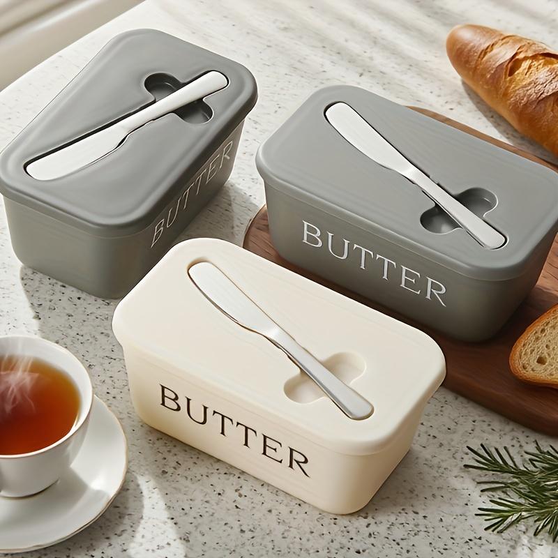 Butter Container Box with Knife Simple Restaurant Sealed Storage Box Cheese Box with Knife Butter Slicer Butter Dish Tableware