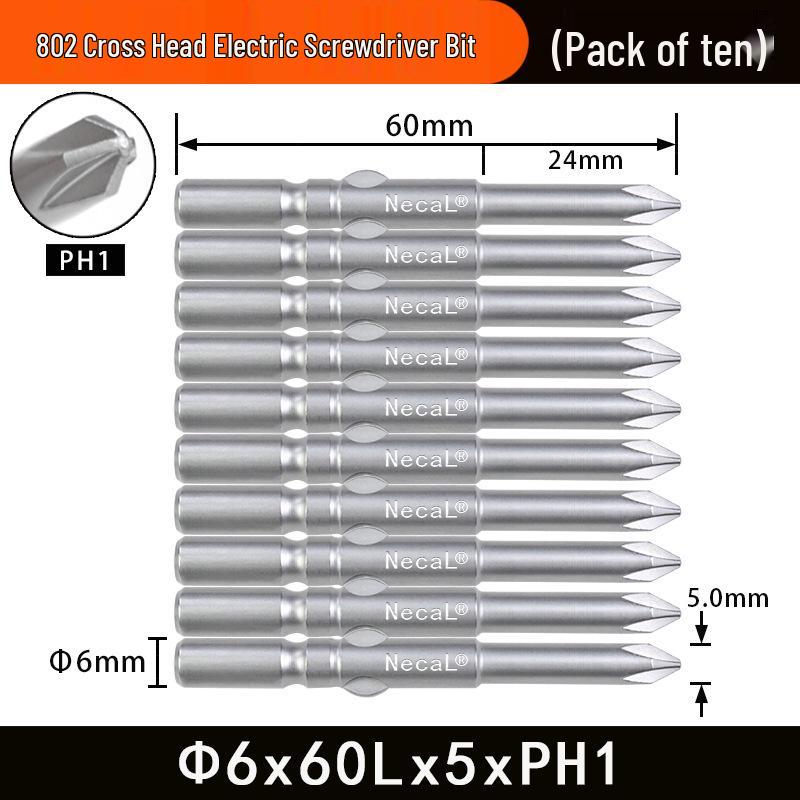 Nigao 802 Magnetic S2 Steel Electric Screwdriver Bit, 6mm, 60/80mm Length