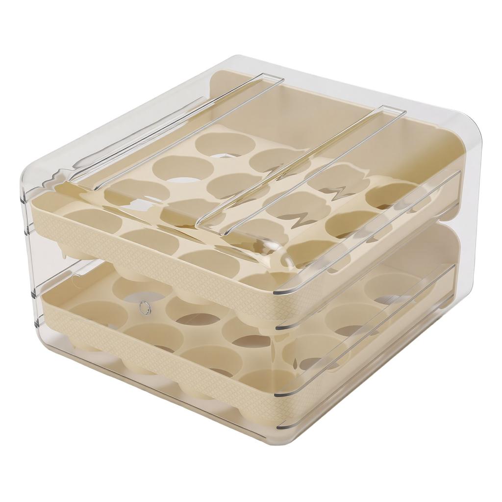 Egg Holder Stackable Space Saving High Transparency 2 Tier Drawer Type Egg Container with Individual Slots for Fridge