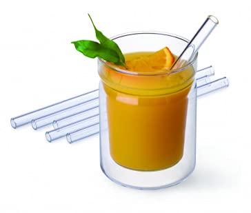 Czech-made SIMAX Heat-resistant Glass Dishwasher-safe Straws, Set of 6, with Cleaning Brush (23)