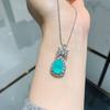 Simulation Paraiba Blue Noblewoman Pendant Emerald Bride Vintage Jewelry Necklace Earring Set