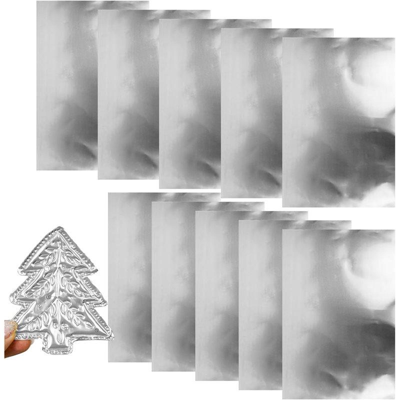 

Добре - На Різдво Для Мистецтва Міцна Рельєфна Алюмінієва Фольга Лист Рельєф 10 ШТ 20X30см Золота Срібна Фольга срібний