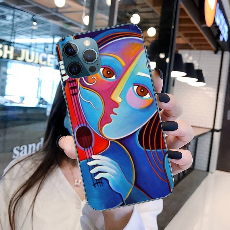 Missgebildete Malerei Handyhülle für iPhone 11 12 13 Pro Max 5s 6s 7 8 Plus X Xr Xs Max Se 2020 13 Mini Hülle Abdeckung