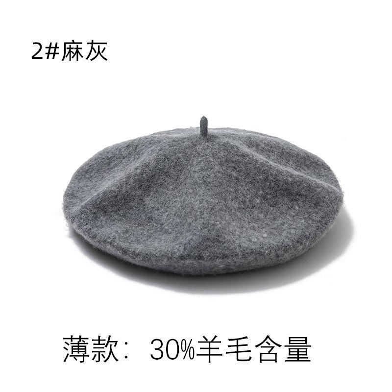 Wool Beret Hat Women's Autumn and Winter Big Head Circumference British Retro Octagonal Painter Hat