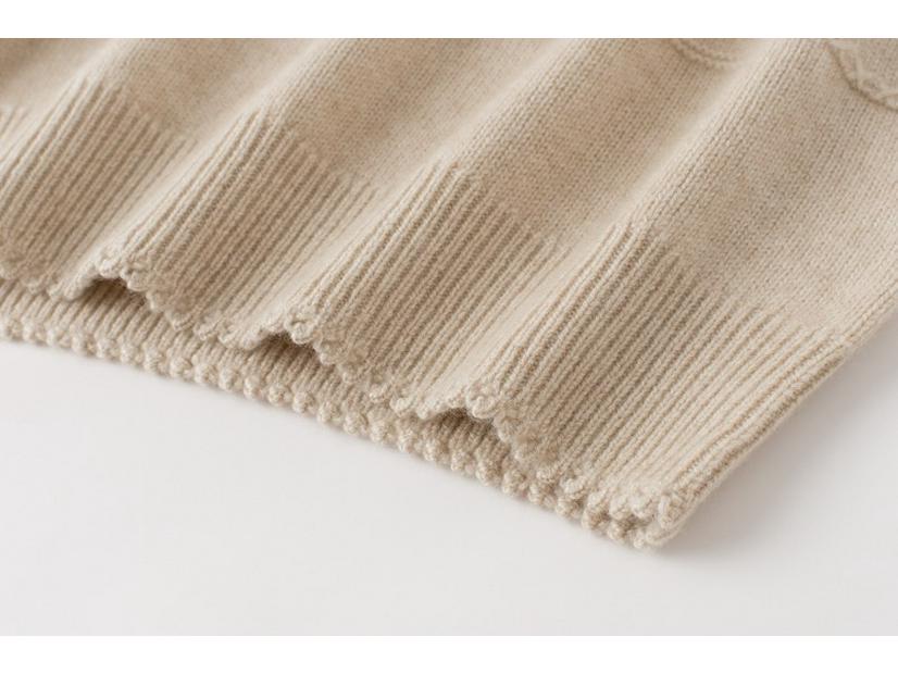 Minimalist Round Neck Tassel Hand-Knitted 2-Ply Cashmere Pullover Sweater