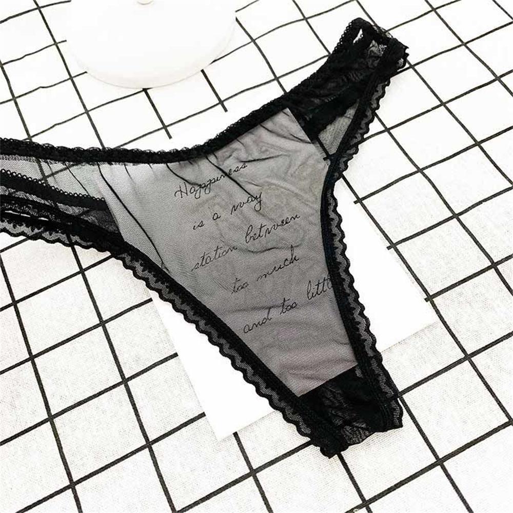 1PCS Transparent Ultra Thin Sexy Thong Women Lace G String Panty Low Waist Ruffles Underwear