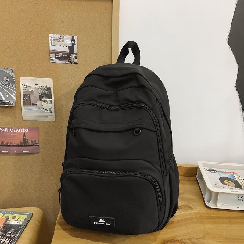 Schoolbag Korean Version Ins Simple Academy Style Large Capacity School Bag Lightweight Ridge Protection Multi-pocket Backpack Lazy Wind Backpack