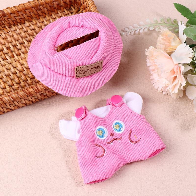 For 17cm Labubus Doll Clothes Accessories White Shirt Hat Animal Overalls Set
