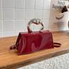 Multi Color Patent Leather Mini Top Handle Bag For Women Retro Crossbody Bag With Wavy Metal Handle For Daily Party Wedding