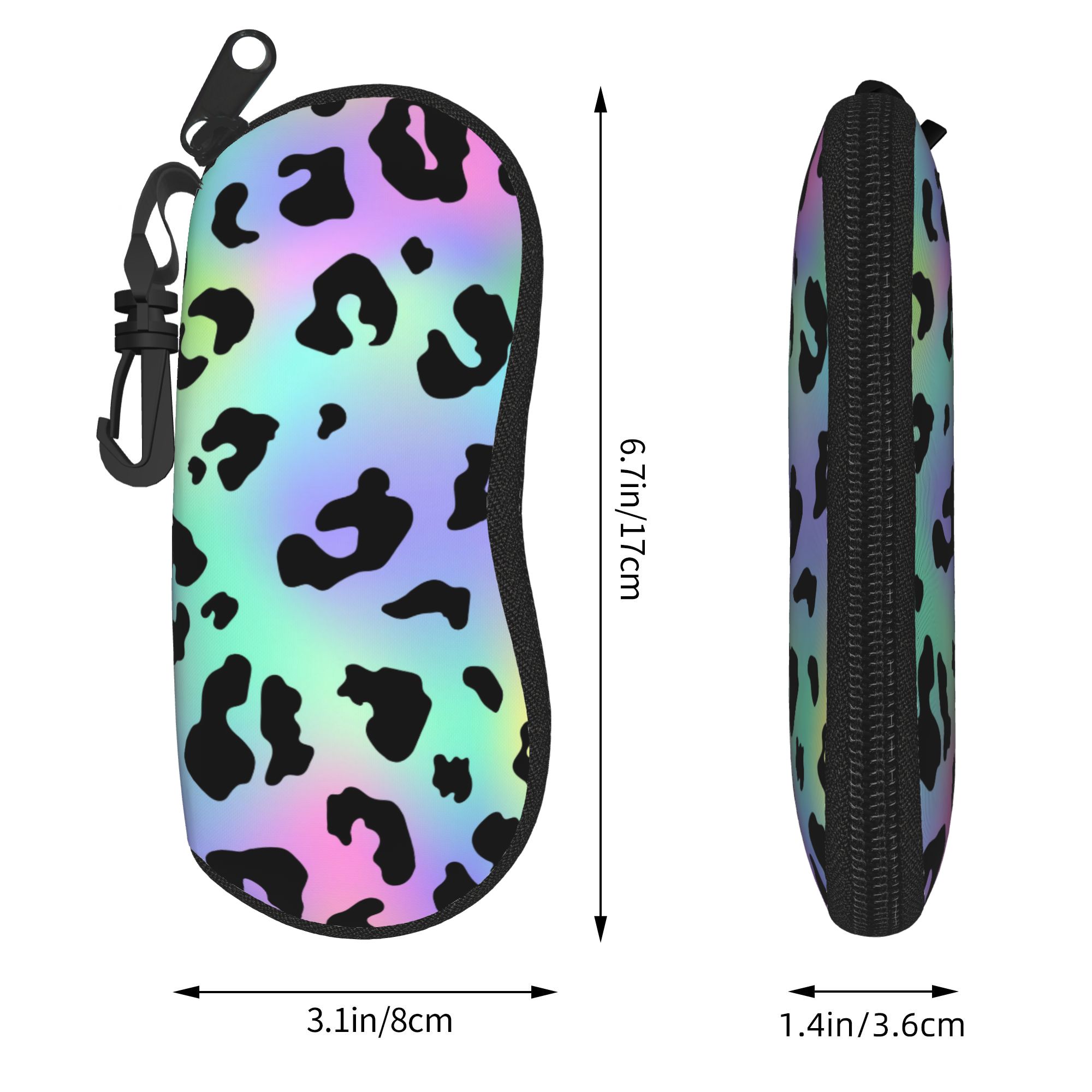 Étui à lunettes léopard Cadeaux pour fille Accessoires Boîte de rangement pour lunettes Étui Kawaii pour lentilles de contact One Size gray