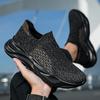 2025 summer fly-woven mesh lazy tide shoes one-pedal large size elastic socks shoes high-top casual sports men's shoes