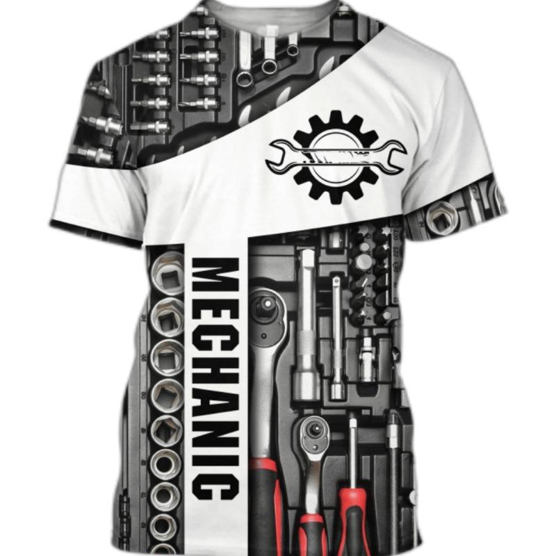 Men T Shirt Vintage T-shirt Summer Clothing Personalized Name Mechanic 3d Print Tops 5xl Street Casual Sports Oversized Pullover