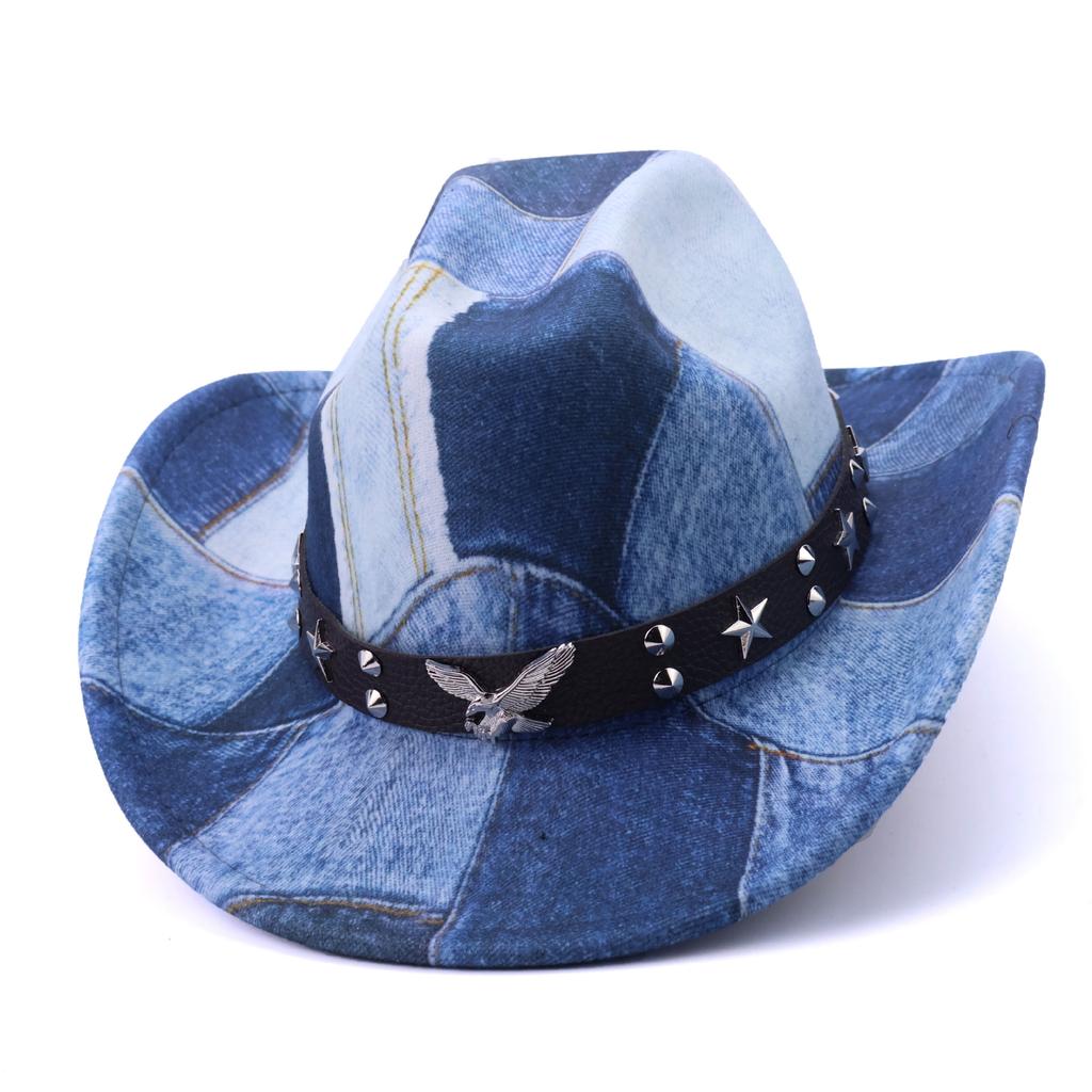 New Hot-selling Western Cowboy Hat Tibetan Splicing Design Eagle Accessories European and American Style