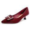 French high heels women's thin heels 2025 new red wedding shoes spring pointed small heels temperament shallow mouth single shoes