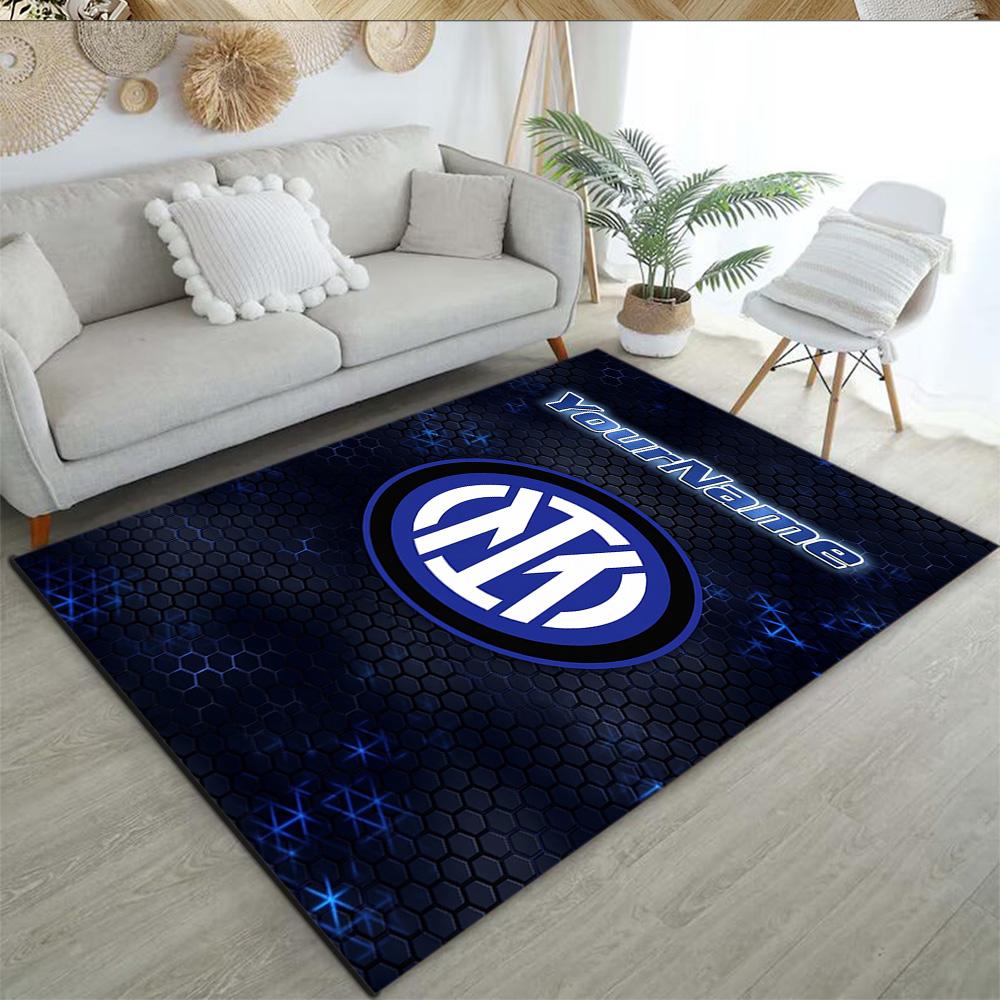 Inter Milan Personalized Text Area Rug Suitable for Playrooms Kitchen Balcony Foyer Antislip Carpet Decorate Offices Best for Christmas