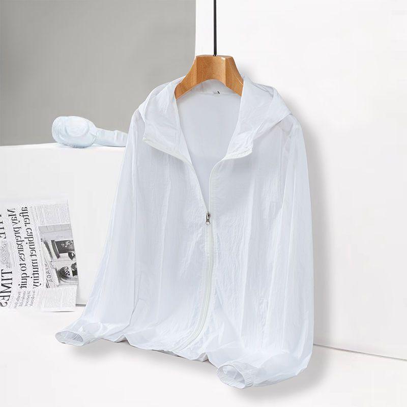 Sunscreen Clothing Men UV Resistant Solid Print Zipper Pockets Hood Breathable Loose Summer Skin Clothing Thin Coat