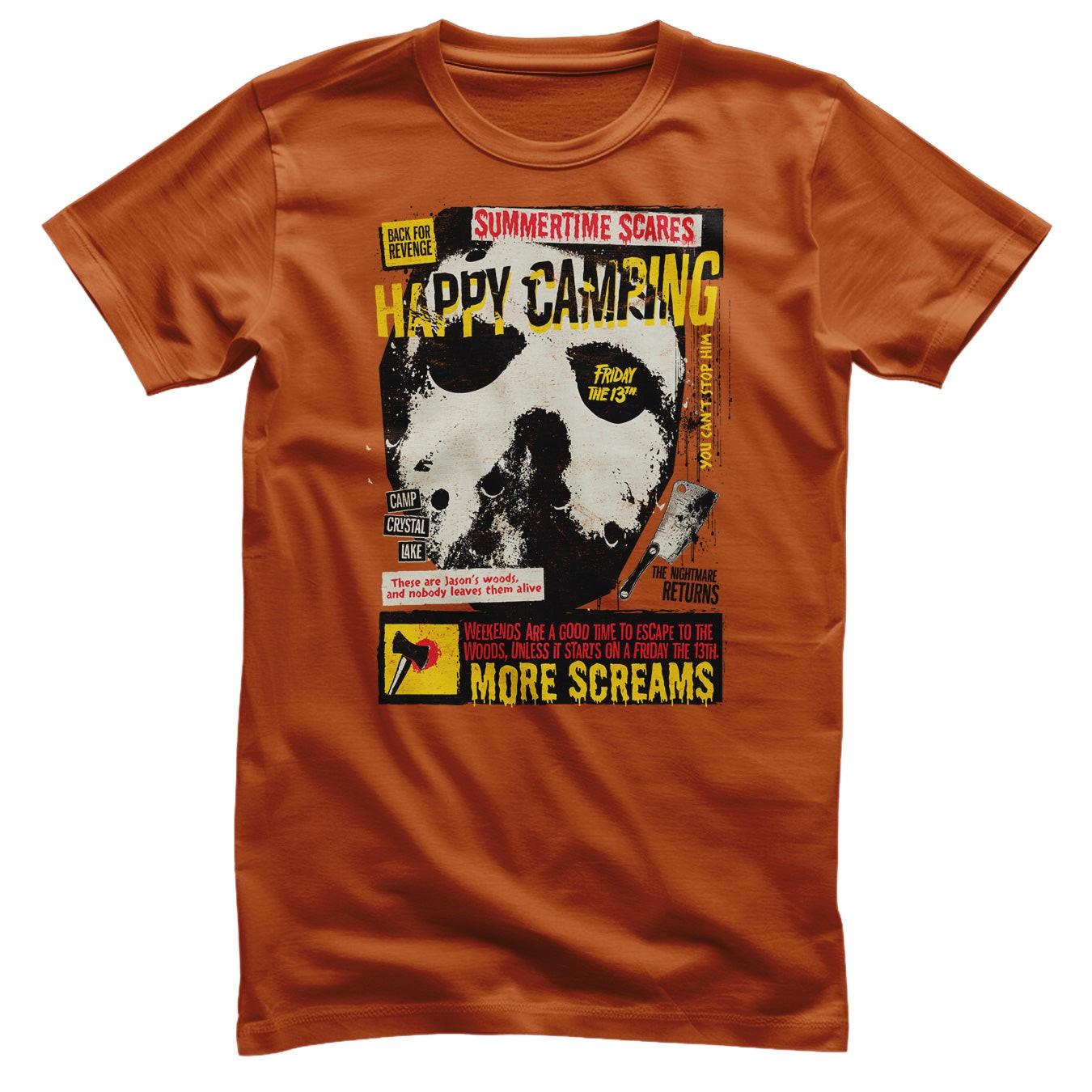 Officially Licensed Friday the 13th Happy Camping Mens T-Shirt S
