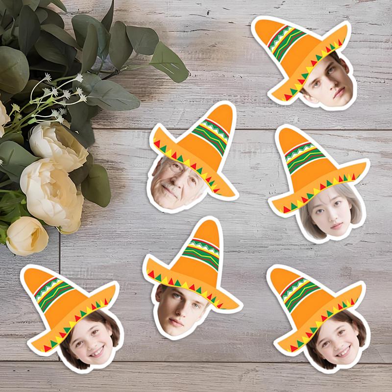 20pcs Birthday Customizable Sombrero Hat Pattern Stickers Boys' and Girls Birthday Parties Cute Stickers Decor