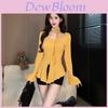 T Shirt With Tie Decor Floral Embroidery For Womens Spring Casual Style