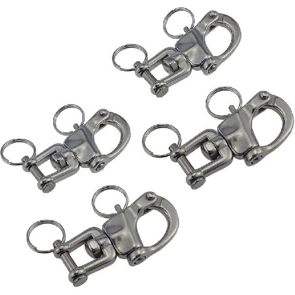keehui Pair of 2-3/4inch Jaw Swivel Snap Shackle 316 Stainless Steel for Sailboat Spinnaker Halyard