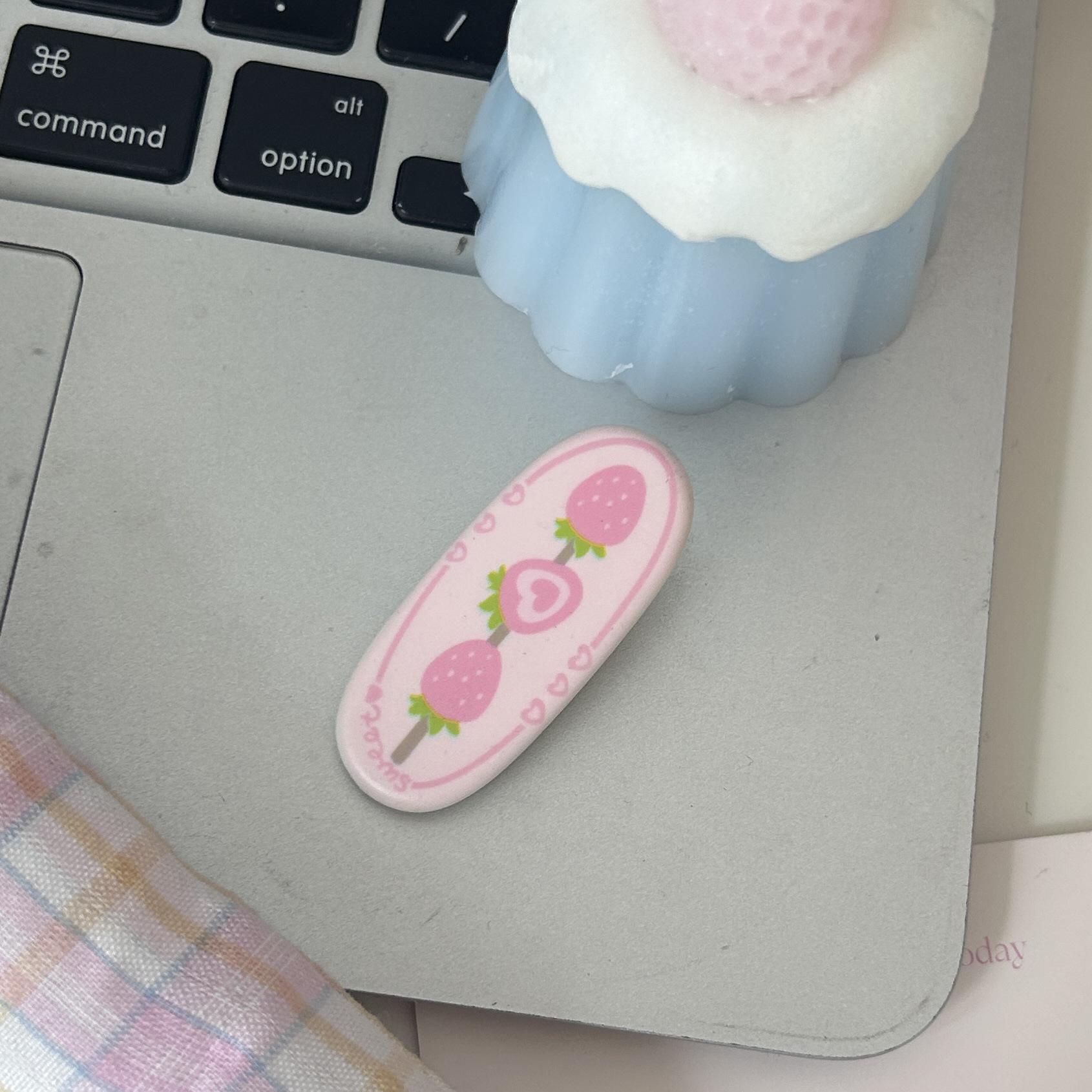 

Фруктовая матовая заколка для волос Арбуз и Клубника - Милый весенне-летний овальный аксессуар для детей