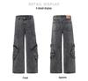 XXBRO Men's High-Street Retro Stitching Wasteland Wide-Leg Pants Jeans