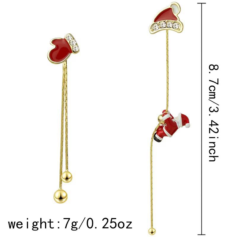 Asymmetric Long Tassel Earrings for Women Trendy Climbing Santa Claus Snowflake Pendant Earrings Christmas New Year Jewelry Gift