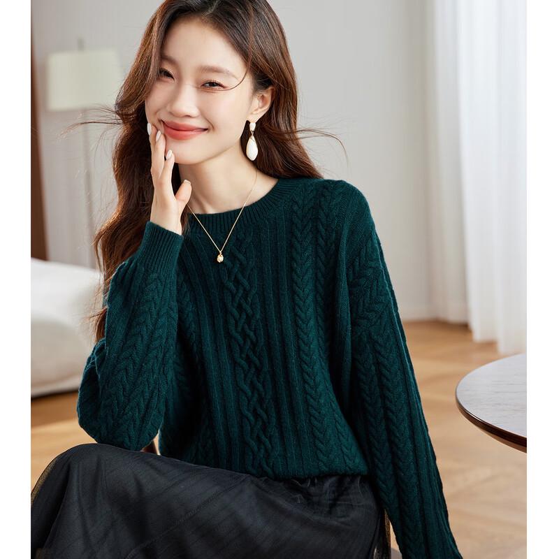 Srcr Women's 100% Wool Thick Cable Knit Sweater