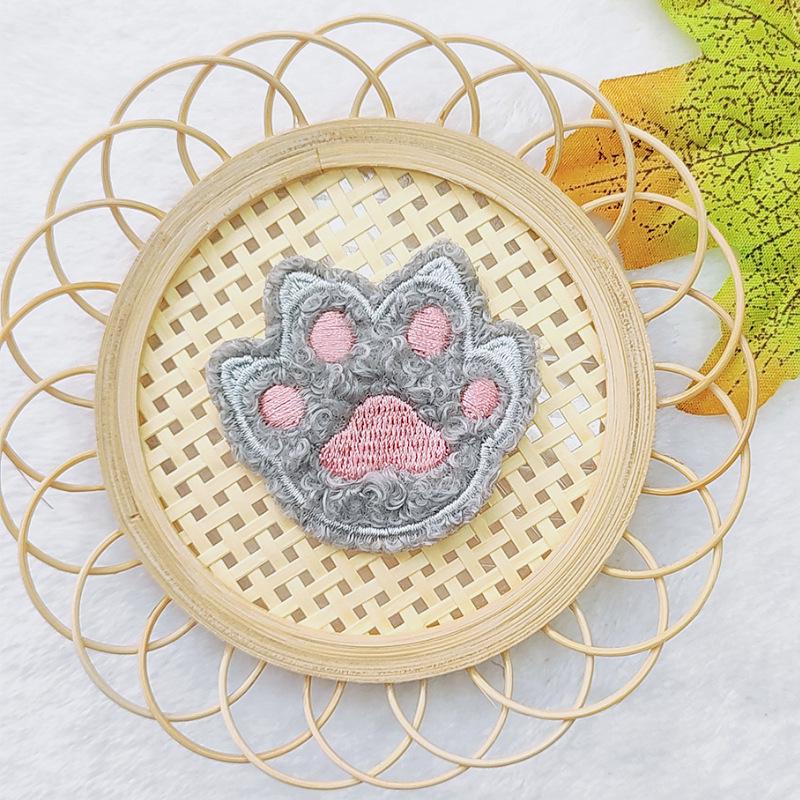 Plush Gray Puppy Embroidered Patch for Kids' Clothes Repair and Decoration