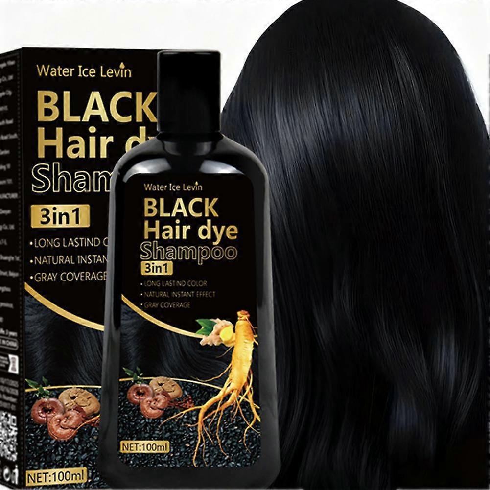 Black Hair Dye Shampoo, Black Instant Hair Color Shampoo, 3-in-1 Herbal Black Hair Dye Shampoo For Men Women