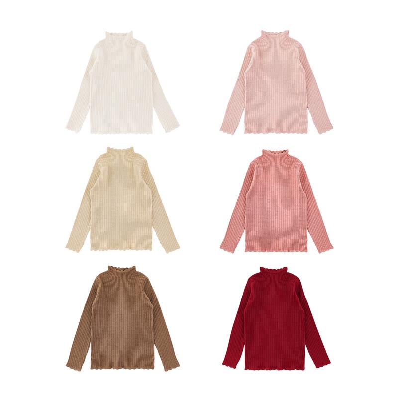 YouYou Girls' Semi-High Neck Knit Thermal Base Layer