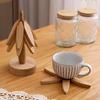 Christmas Tree Trivet Set with Stand Heat Resistant Pot Holders Wooden Bowl And Cup Coaster Kitchen Table Decoration
