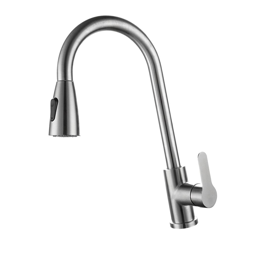 Kitchen Faucet with Pull Down Sprayer Stainless Steel Dual Water Outlet Single Handle Pull Out