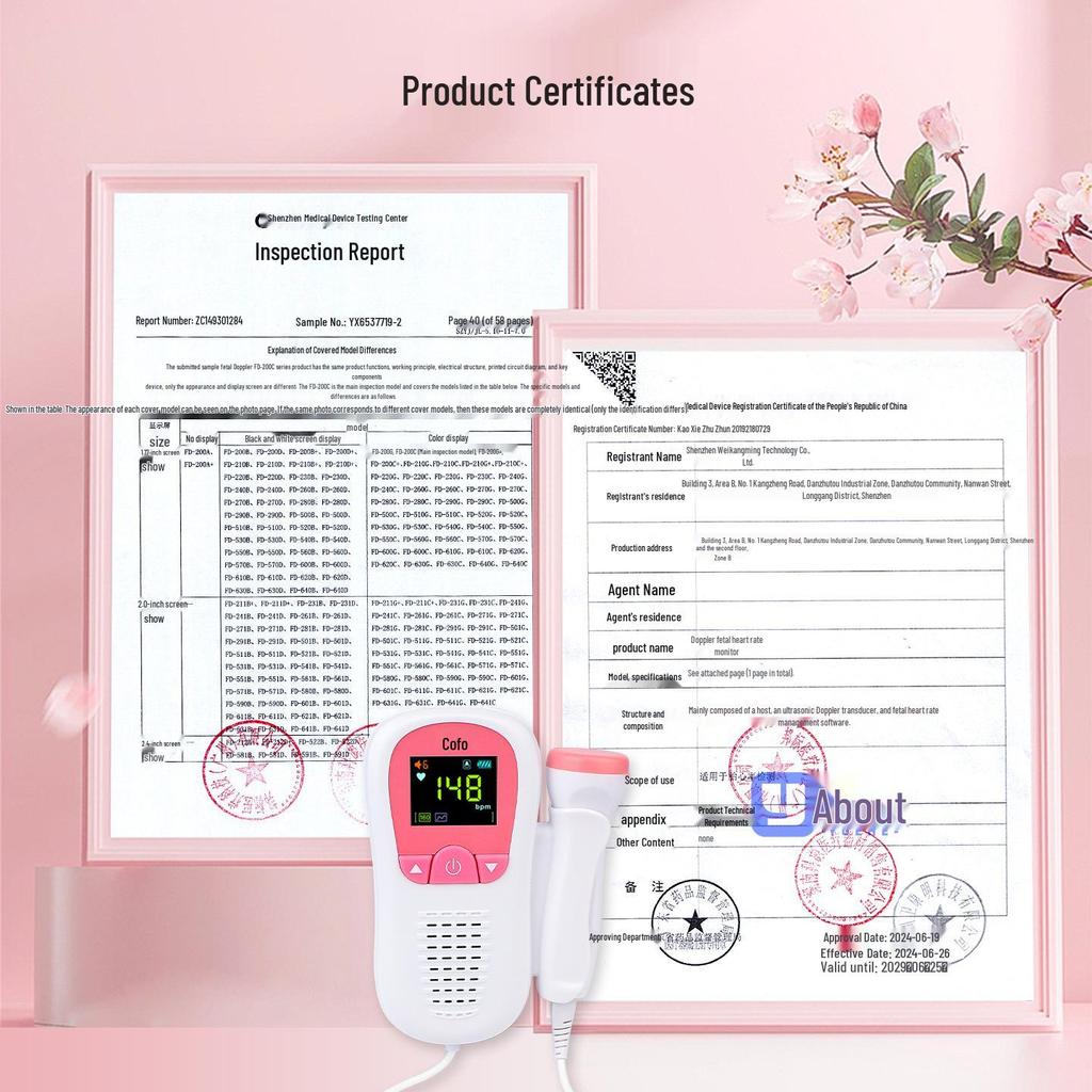 Kefu FD-270C Fetal Doppler Monitor for Home Use: Listen to Fetal Heartbeat and Track Movement