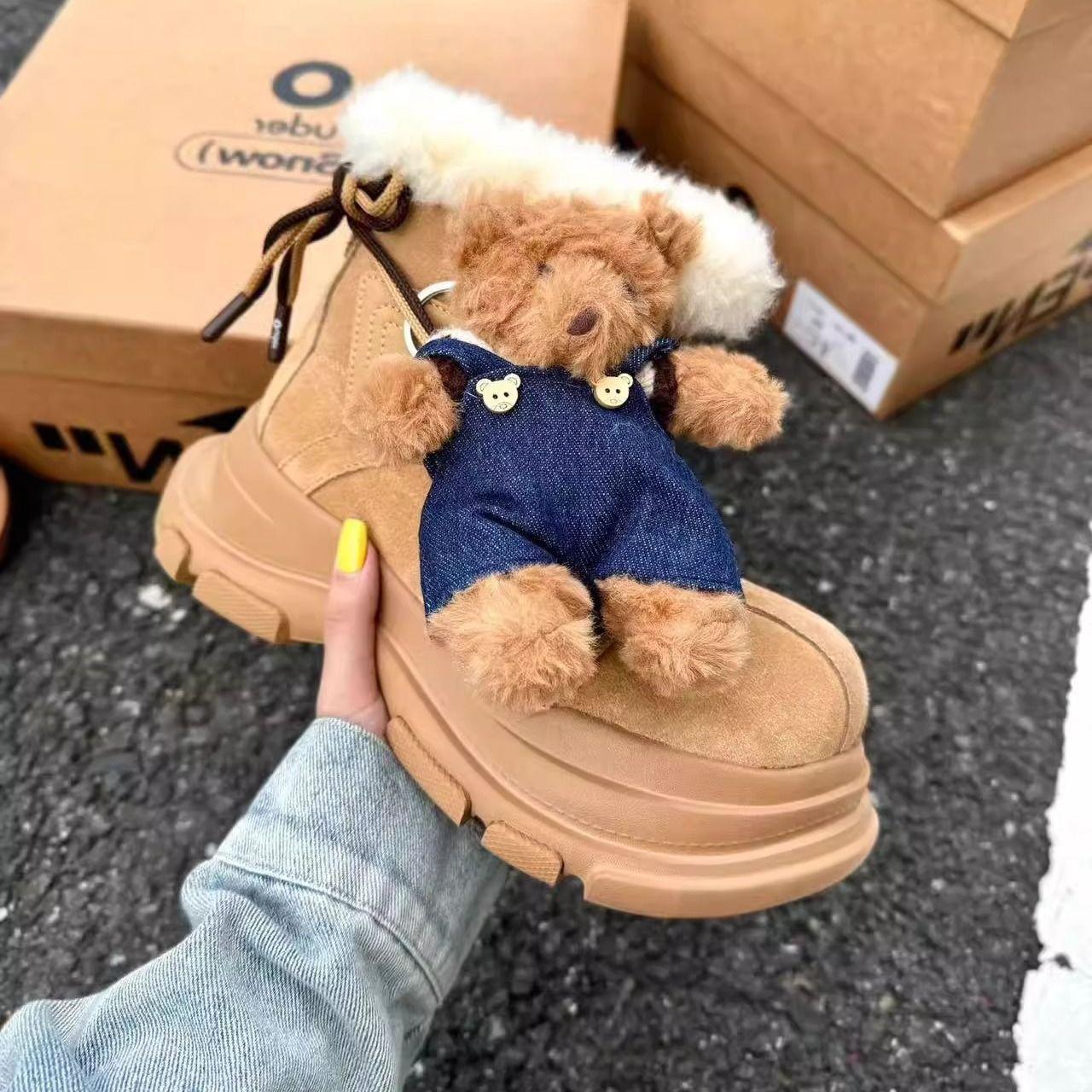 

Ботильоны женские на меховой платформе с замшей, брендовые, теплые, плюшевые, хлопковые, повседневные, женские, зимние, трендовые, нескользящие, Botas Mujer 40 верблюд