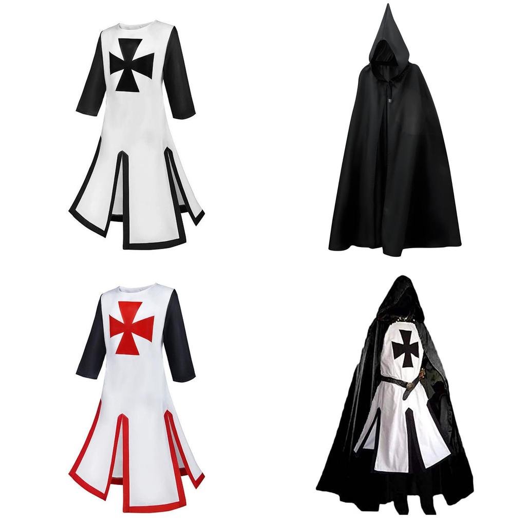 Knights Templar Costume For Stage Performance With Digital Print Cotton Blend For Adults