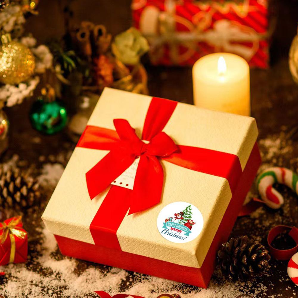 2roll 1000pcs Merry Christmas Stickers Gift Label Stickers Blessing Tags DIY Gift Wrapping Decorat Sealing Decal Christmas Decor