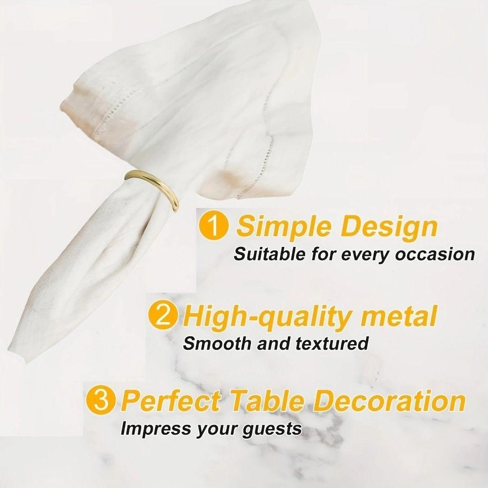 10Pcs Stainless Steel Round Napkin Ring Minimalist Style Napkin Buckle  For Table Settings