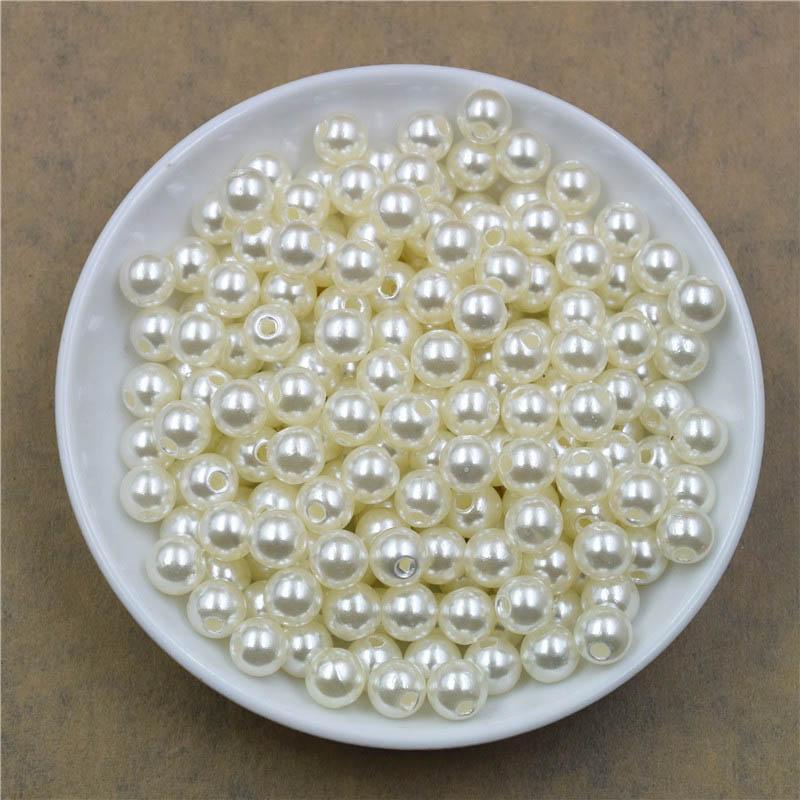 4 6 8 10 12MM mit Loch ABS Imitation Simulierte Perle Lose Perlen Perlen für Schmuckherstellung DIY Zubehör