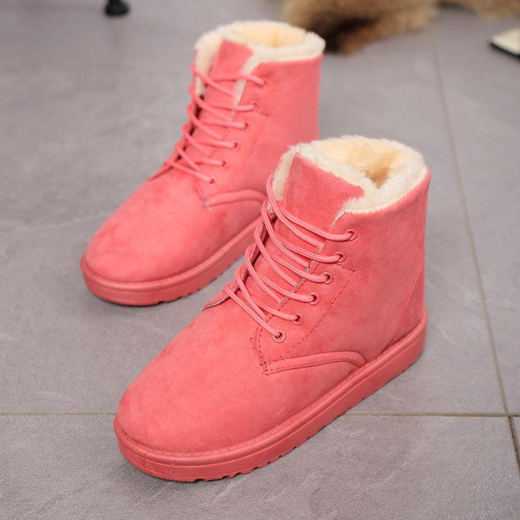 2024 Women's Snow Boots Flat Heel Korean Martin Style Winter Cotton Short Boots