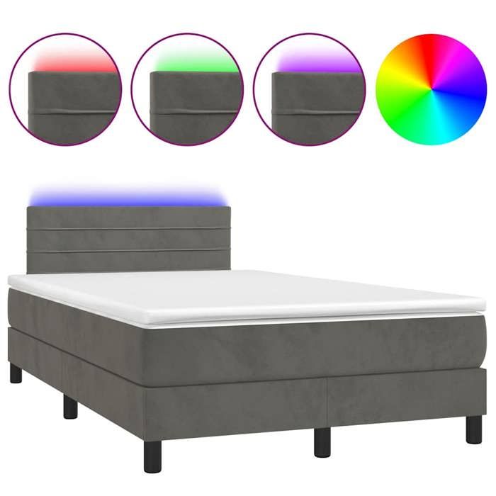 Maison Exclusive - Sommier à lattes de lit avec matelas LED gris foncé 120x190 cm