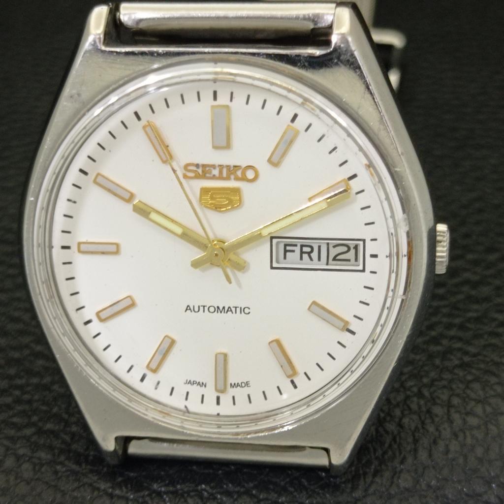 AUTOMATIC 6309A VINTAGE SEIKO 5 JAPAN MENS WHITE COLOR DIAL WATCH a701460-5 R206b-a701460
