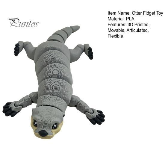 Child-friendly Desk Toy 3D Printed Articulated Otter for Kids, Flexible Fidget Figure, Cute Figurine Movable Animal Sensory Stress Relief Office Decor