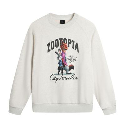 Li Ning Disney Collaboration Series Loose Fit Round Neck Embroidered Pattern Sweatshirt Women Sweatshirt AWDV996-4