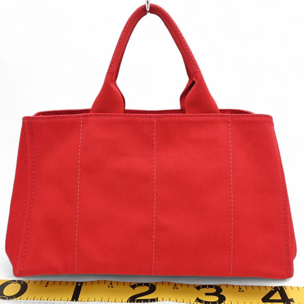 Auth PRADA Canapa Tote Bag Red Canvas BN1872 pr9946dd Used