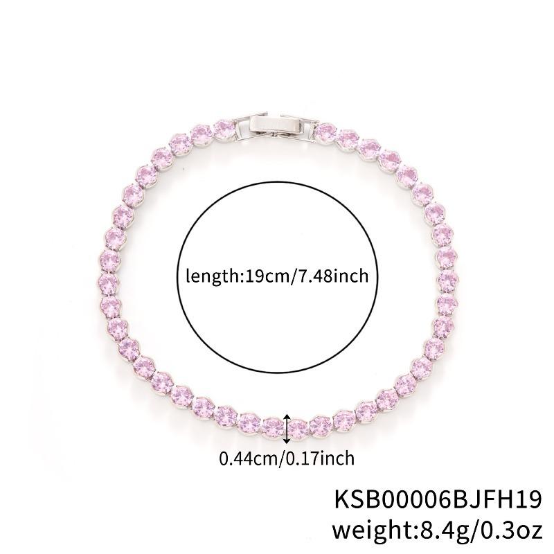 Mary Kashi Fashion Jewelry - Multi-sku Crystal Bracelet, Electroplated Aaa Cubic Zirconia Bracelet, Diamond-accented 4mm