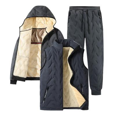 Gilet termico sportivo invernale in cashmere, pantaloni a gamba dritta, pantaloni sportivi riscaldati alla caviglia in grafene da uomo, set da tre pezzi