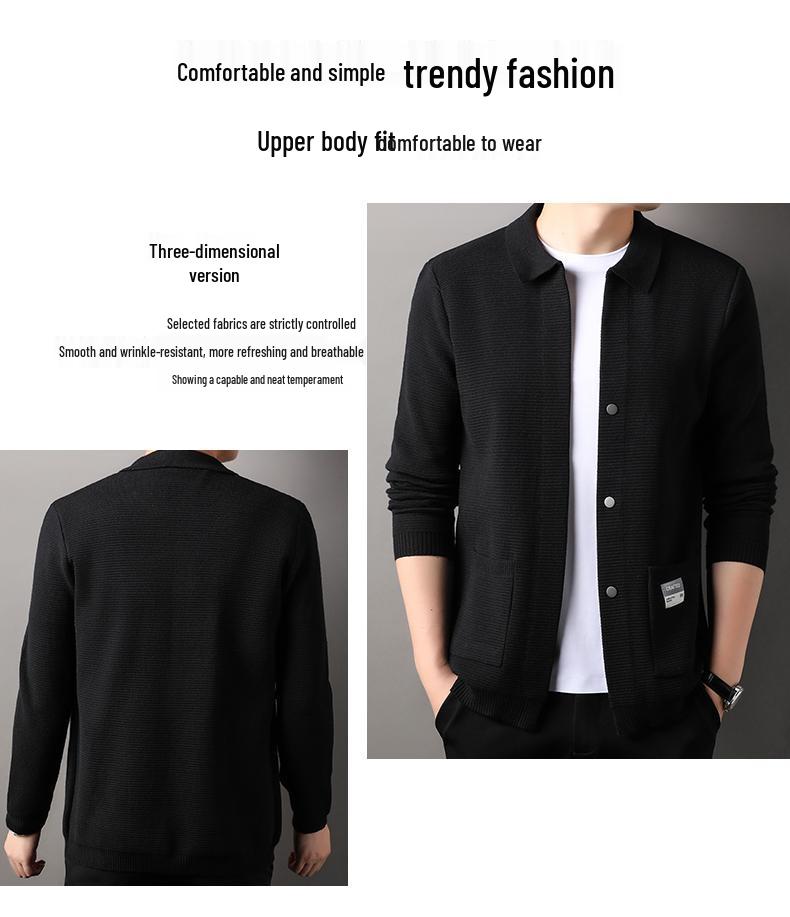 Pierre Cardin Men's Long-Sleeve Knit Cardigan Jacket for Spring and Autumn